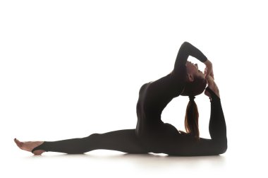 kadın dans acrobatical dans. beyaz izole