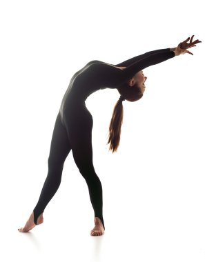 kadın dans acrobatical dans. beyaz izole