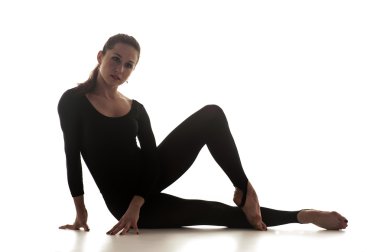 kadın dans acrobatical dans. beyaz izole