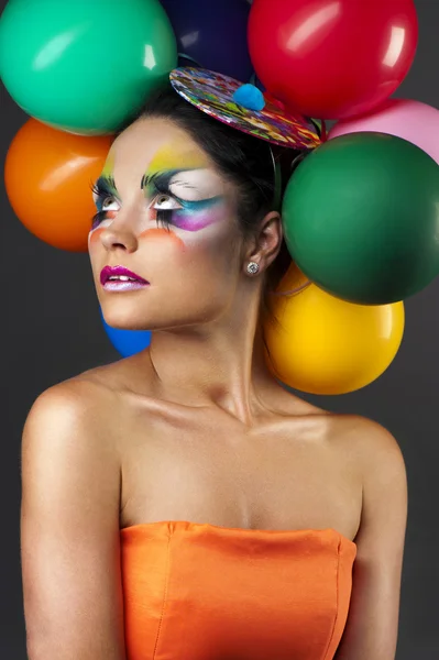 Menina da moda com balão — Fotografia de Stock