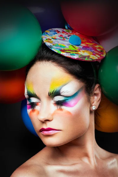 Menina da moda com balão — Fotografia de Stock