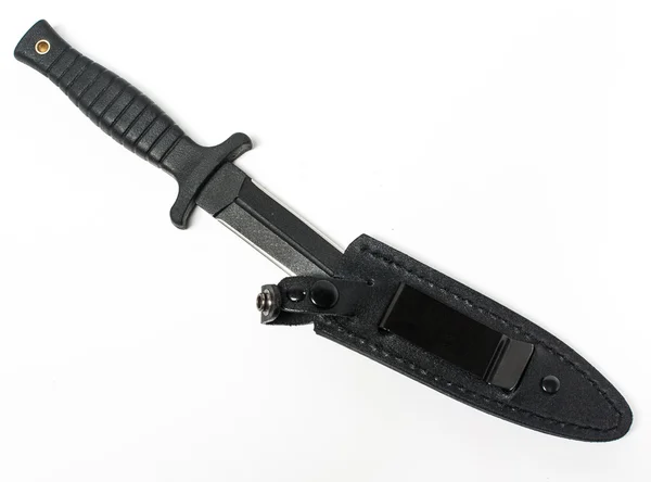 Cuchillo del ejército con vaina aislada sobre fondo blanco — Foto de Stock