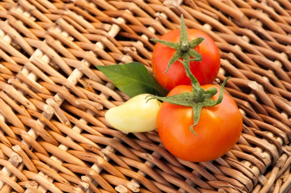 Fresh sweet peppers and tomatoes — Stock Photo, Image