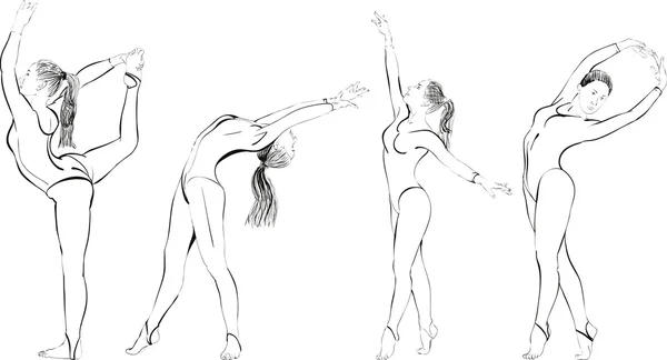 Siluetas de gimnastas femeninas — Archivo Imágenes Vectoriales