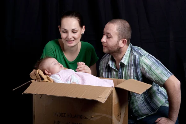 Baby in box — Stock Photo, Image