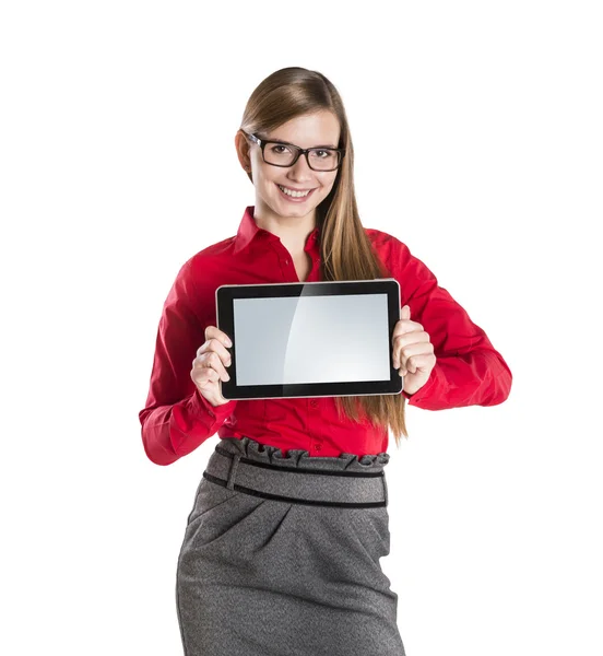 Meisje met Tablet PC — Stockfoto