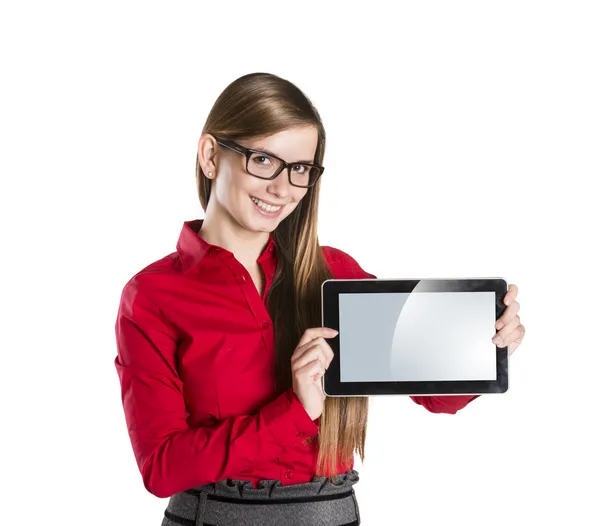 Menina com tablet — Fotografia de Stock