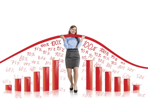 Frau mit Statistik-Kurve — Stockfoto