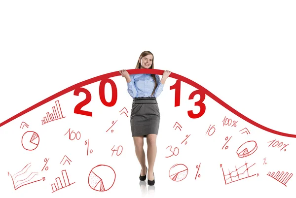 Woman with statistics curve — Stock Photo, Image