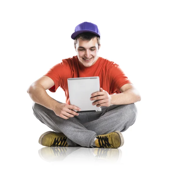 Young man with tablet — Stock Photo, Image