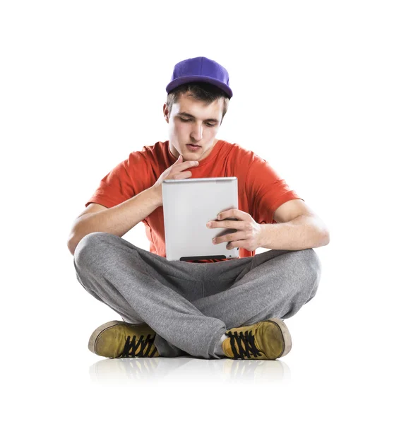 Young man with tablet — Stock Photo, Image