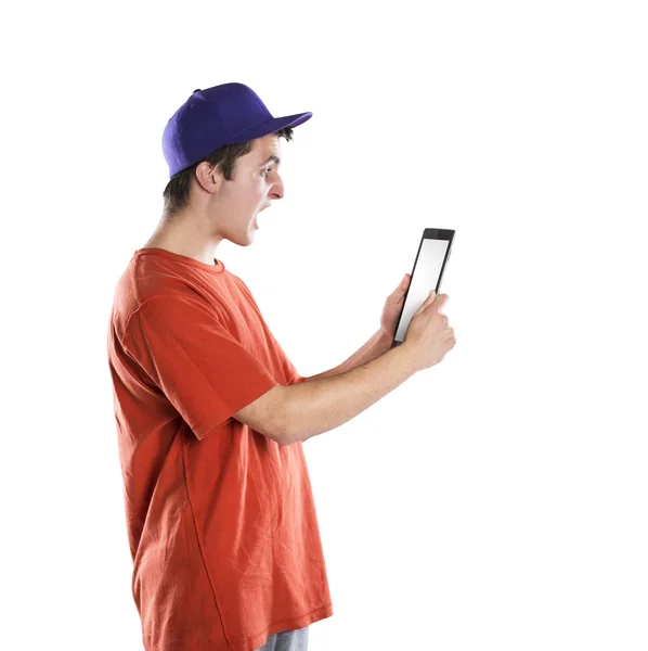 Young man with tablet — Stock Photo, Image