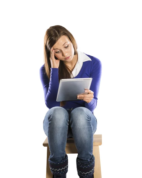 Menina com tablet — Fotografia de Stock