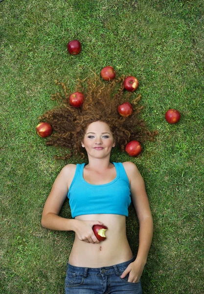 Az apple lány — Stock Fotó