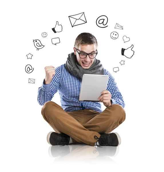 Young man with tablet Stock Photo