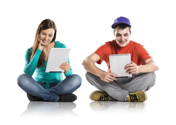Young with tablets — Stock Photo, Image