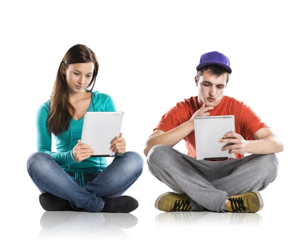 Young with tablets — Stock Photo, Image