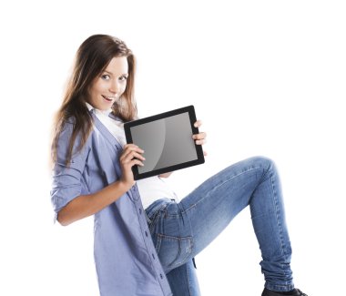 tablet pc ile kadın
