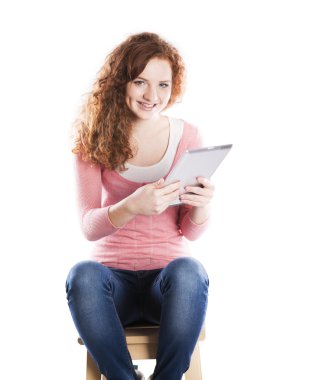 tablet pc ile kadın