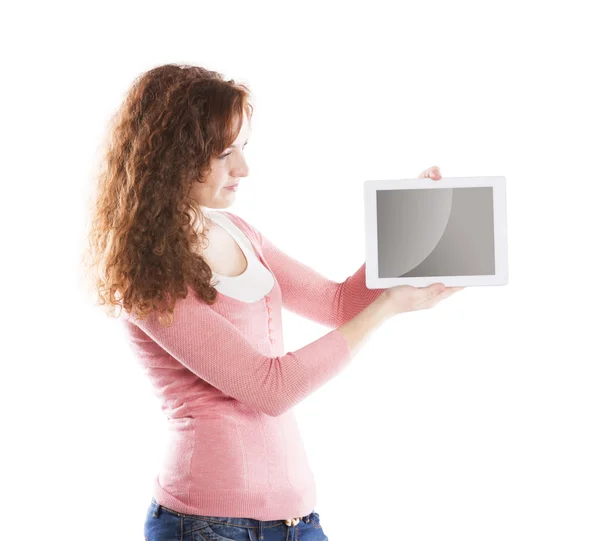 Vrouw met tablet pc — Stockfoto