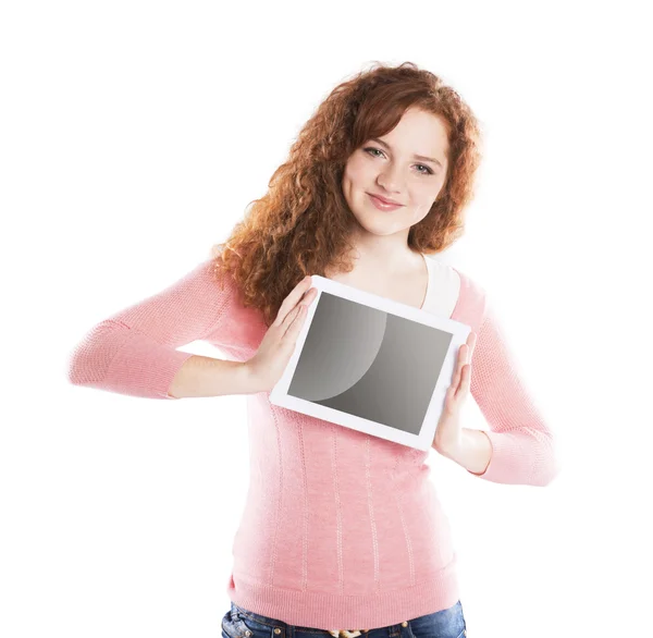 Pc 平板电脑的女人 — 图库照片