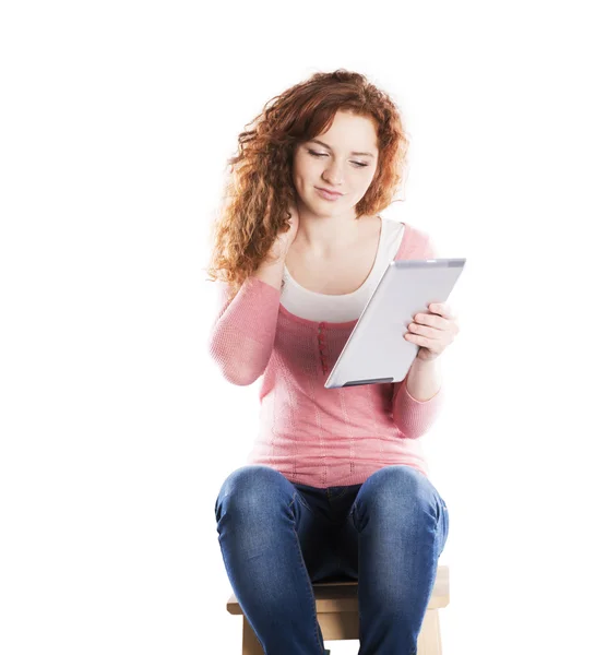 Woman with pc tablet — Stock Photo, Image