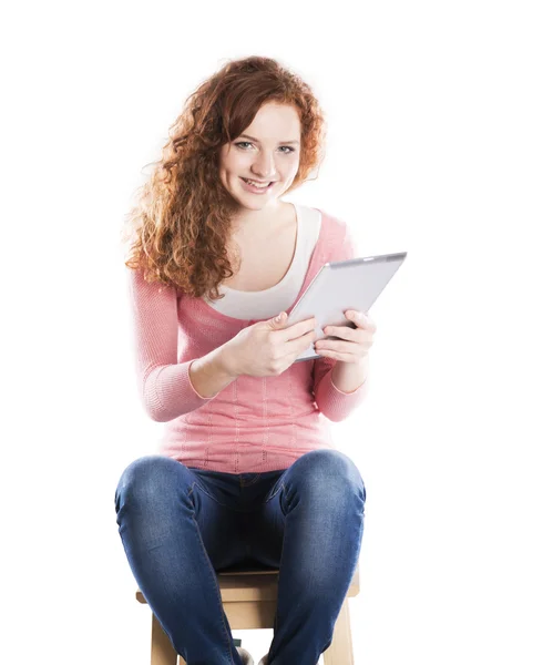 Mujer con tableta de PC — Foto de Stock