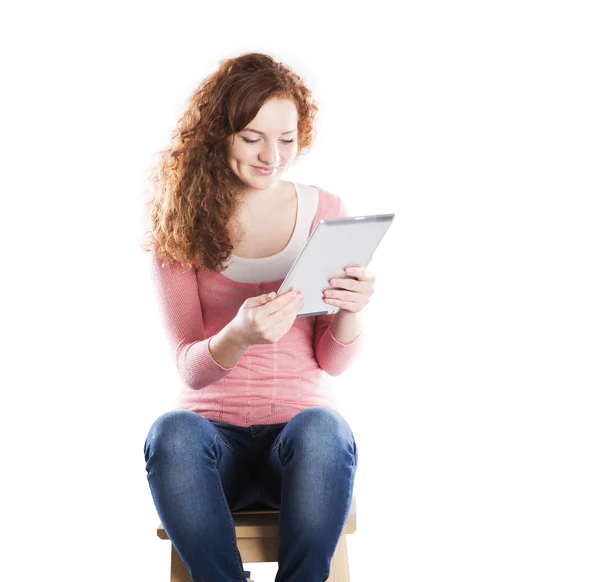 Vrouw met tablet pc — Stockfoto