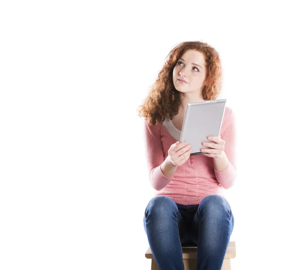 Woman with pc tablet — Stock Photo, Image