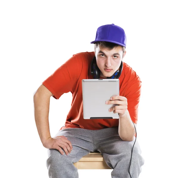 Uomo con tablet pc — Foto Stock