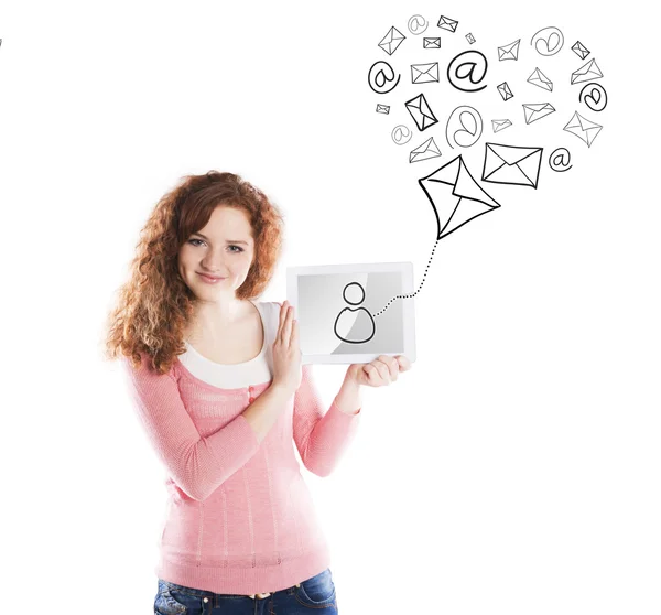 Menina com tablet — Fotografia de Stock