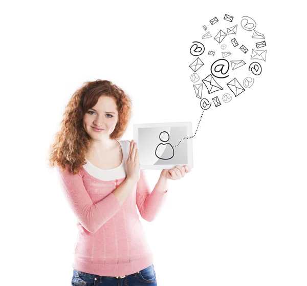 Girl with tablet — Stock Photo, Image