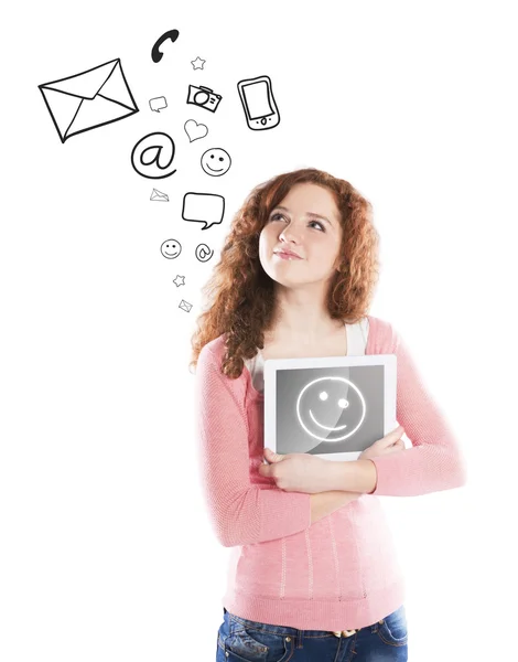 Menina com tablet — Fotografia de Stock