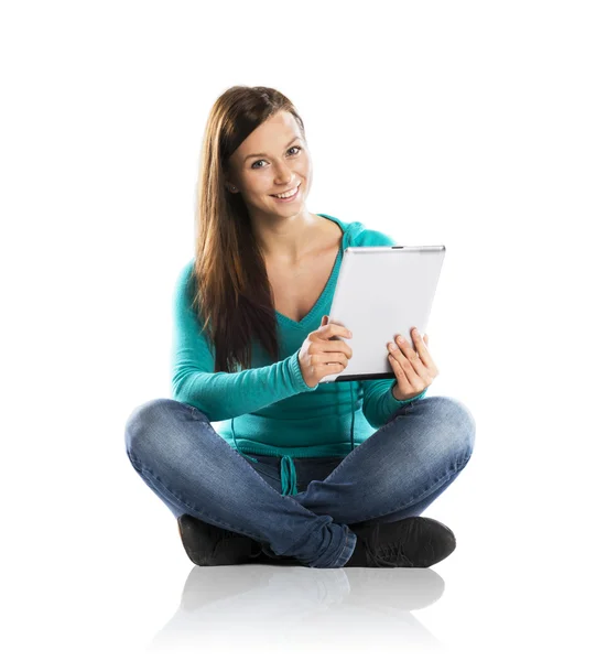 Mujer con tableta de PC — Foto de Stock