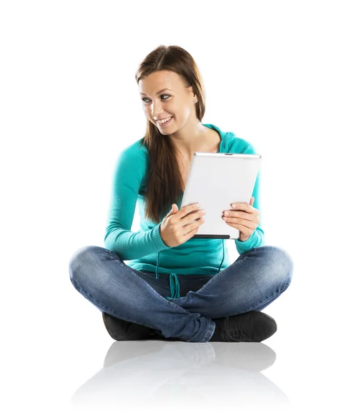 Mujer con tableta de PC — Foto de Stock