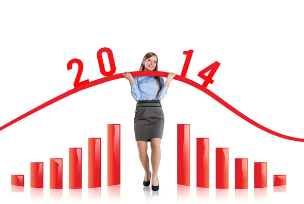 Woman with statistics curve — Stock Photo, Image