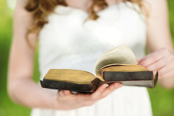 Beautiful woman with Bible — Stock Photo, Image