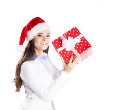 Noel hediye ile güzel bir kadın