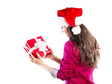Noel hediye ile güzel bir kadın