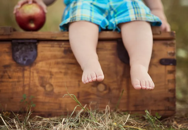 Kid segurando maçã — Fotografia de Stock