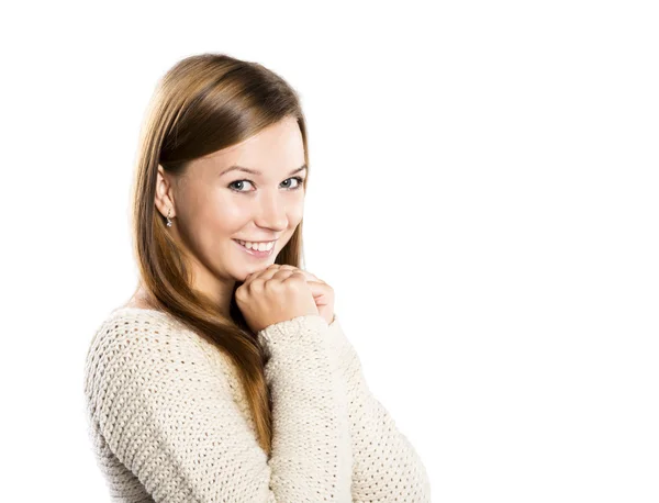 Schöne Frau im Pullover — Stockfoto