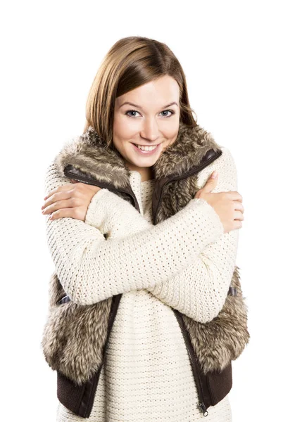 Mulher bonita em suéter — Fotografia de Stock