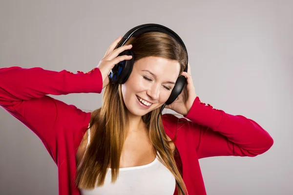 Girl with headphones — Stock Photo, Image