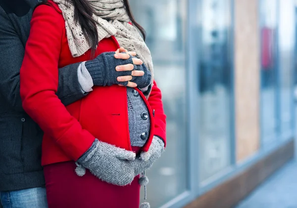 Dettaglio della pancia incinta — Foto Stock
