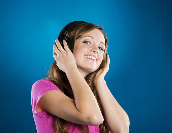 Girl with headphones — Stock Photo, Image