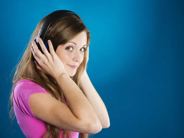 Girl with headphones — Stock Photo, Image