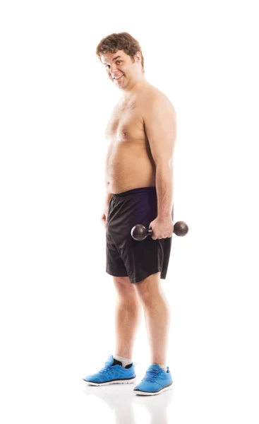 Hombre gordo fitness — Foto de Stock