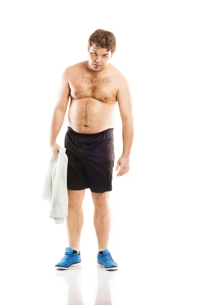 Hombre gordo fitness — Foto de Stock