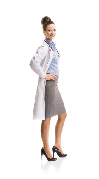 Mujer doctora con estetoscopio — Foto de Stock