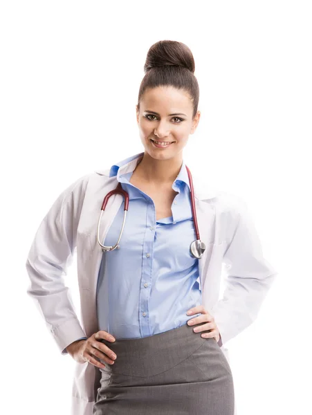 Mujer doctora con estetoscopio — Foto de Stock